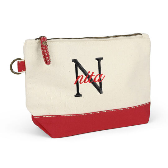 Nantucket Cosmetic Bag with Red Trim